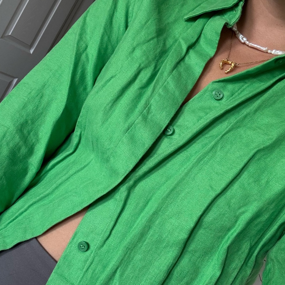 SOLD 🚫 COS Vibrant Green Button-Up Shirt